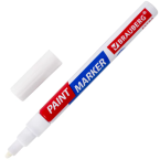 Маркер по металлу краска, лаковый EXTRA (paint marker) 2 мм, БЕЛЫЙ, УСИЛЕННАЯ НИТРО-ОСНОВА, BRAUBERG