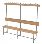 Скамейка для раздевалки с вешалкой СВТ-6 ЛДСП 2000х1765x370 мм с регулируемыми опорами (дуб вотан)