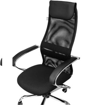Кресло руководителя Бюрократ CH-607SL черный TW-01 Neo Black сетка/ткань с подголовником, крестовина металл хром