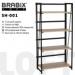 Стеллаж лофт BRABIX "LOFT SH-001", 600х300х1250 мм, складной,  (на металлокаркасе 4 деревянных полки цвета дуб натуральный)