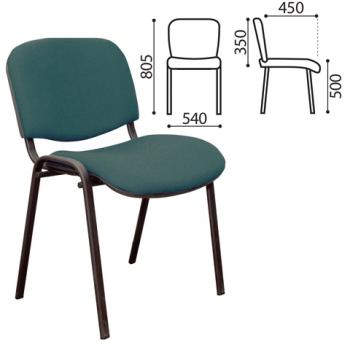 Офисный стул ИЗО черный каркас, ткань черно-зеленая, В-21