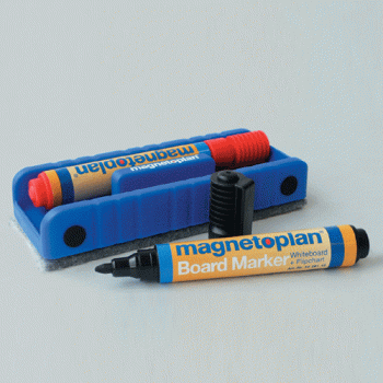 Губка стиратель для магнитных досок держатель магнитный (+ 2 маркера)