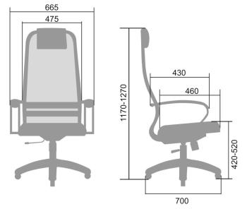 Кресло руководителя Метта SU-BK-8 CH (SU-B-8 101/003) офисное, обивка: сетка/текстиль, цвет: черный