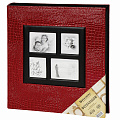 BRAUBERG на 500 фотографий 10х15 см, обложка под кожу крокодила, рамка для фото, красный, 390714